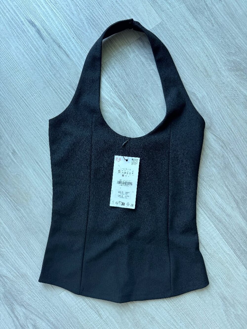 Zara Crepe Halter Top NWT — Black, Size S